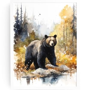 Watercolor Black Bear Portrait Wall Art Illustration Print Poster Unframed